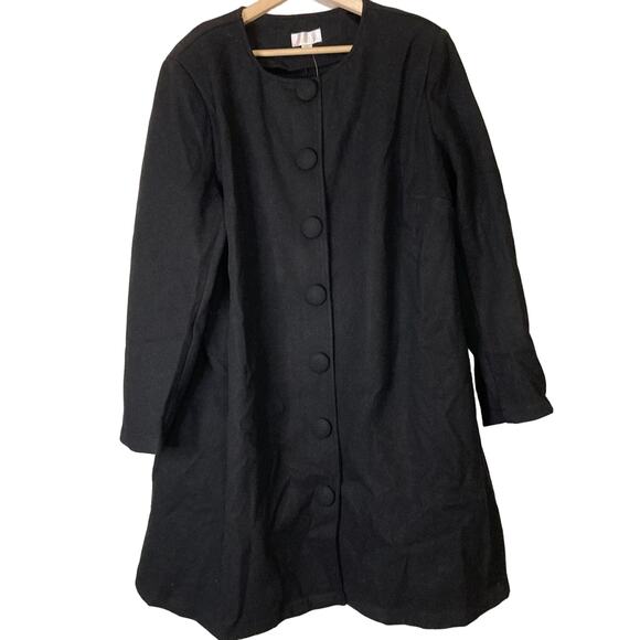 A624269 BELLE by Kim Gravel Faux Wool Out On the Town Topper Black 2X
